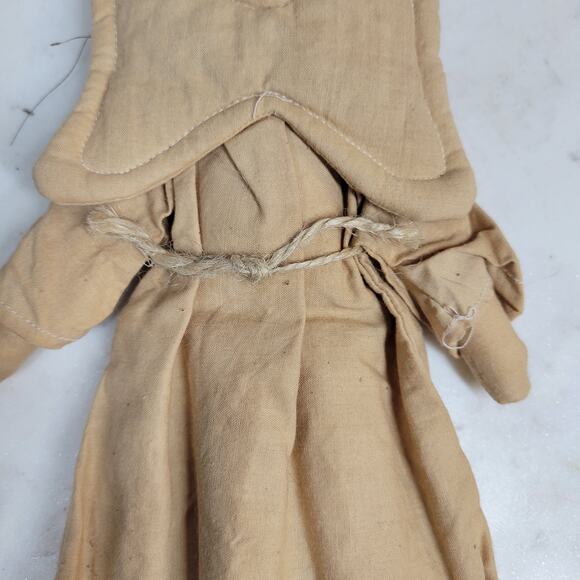 Vintage Angel Rag Doll Christmas Tree Topper 9" Tan Fabric Handmade Decoration - Picture 4 of 12